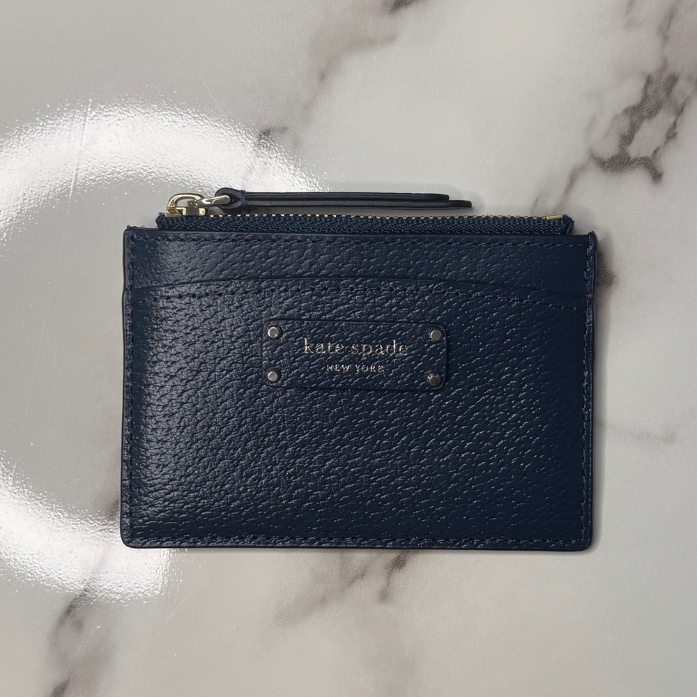 Kate Spade Navy Leather Card Holder - Picture 1 of 3